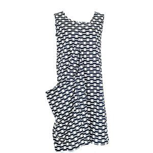 SBJ Austin, TX Scoop Neck Smock Dress Blue White Barb Wire Pocket Aztec SZ 1